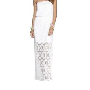 LILLY PULITZER Emmett King Street Lace Maxi Dress Resort White Strapless M